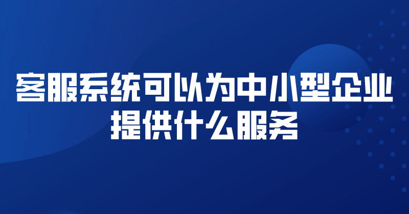 客服系统可以为中小型企业提供什么服务